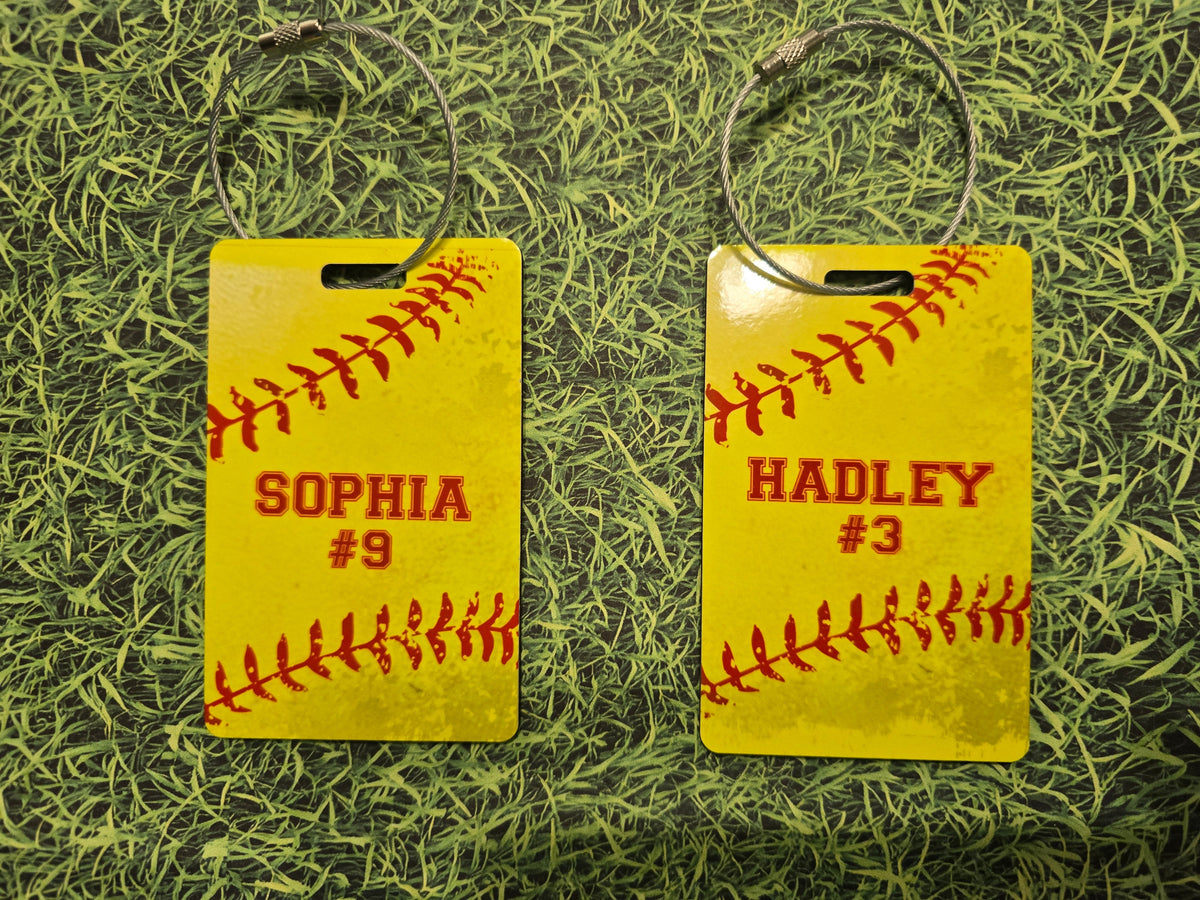 Custom Rectangle Softball Bag Tag