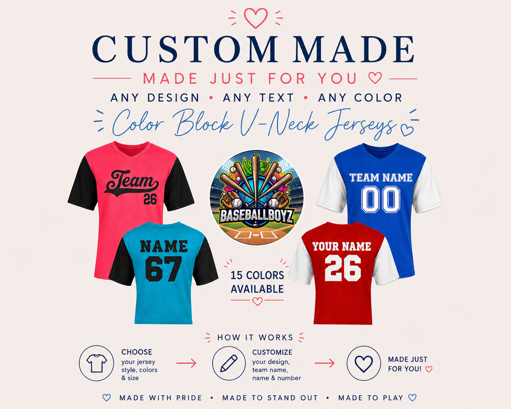 Custom Adult Unisex Moisture Wicking Color Block V-Neck Jersey