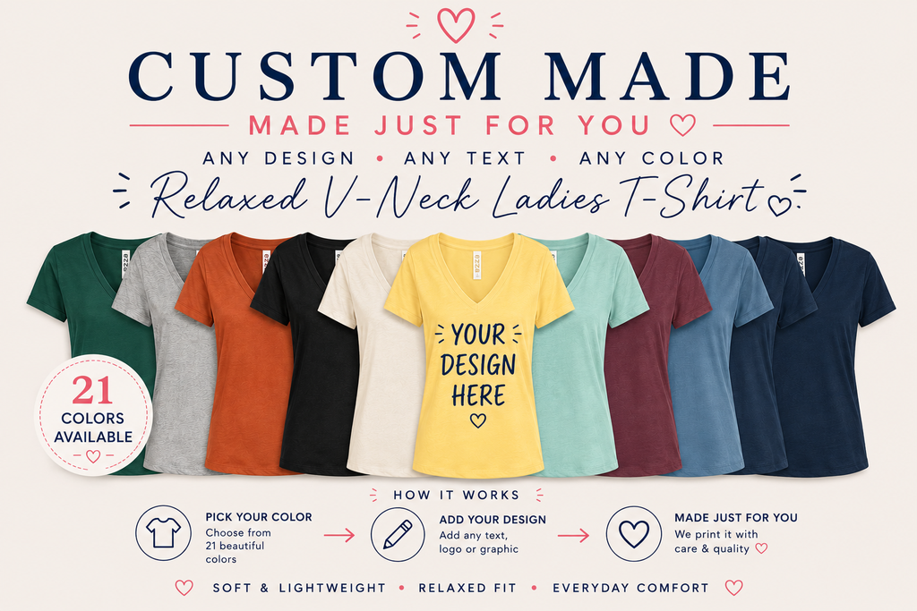 Custom Ladies Relaxed Fit V-Neck T-Shirt