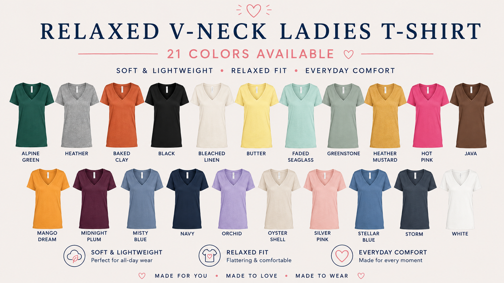 Custom Ladies Relaxed Fit V-Neck T-Shirt