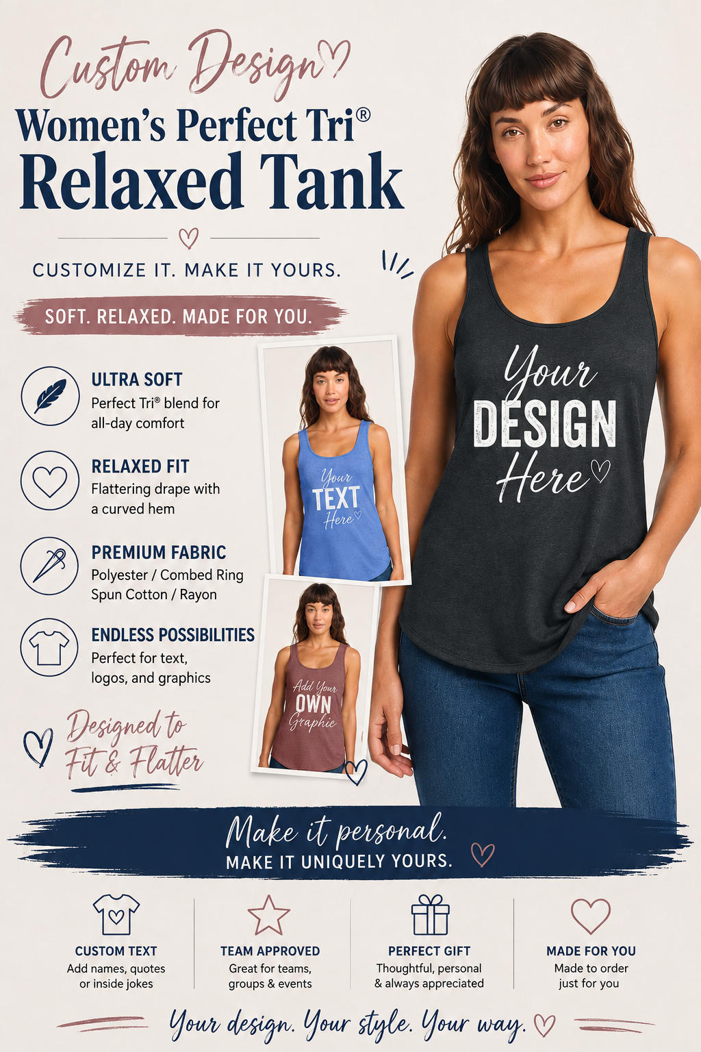 Custom Tri-Relaxed Ladies Tank Top