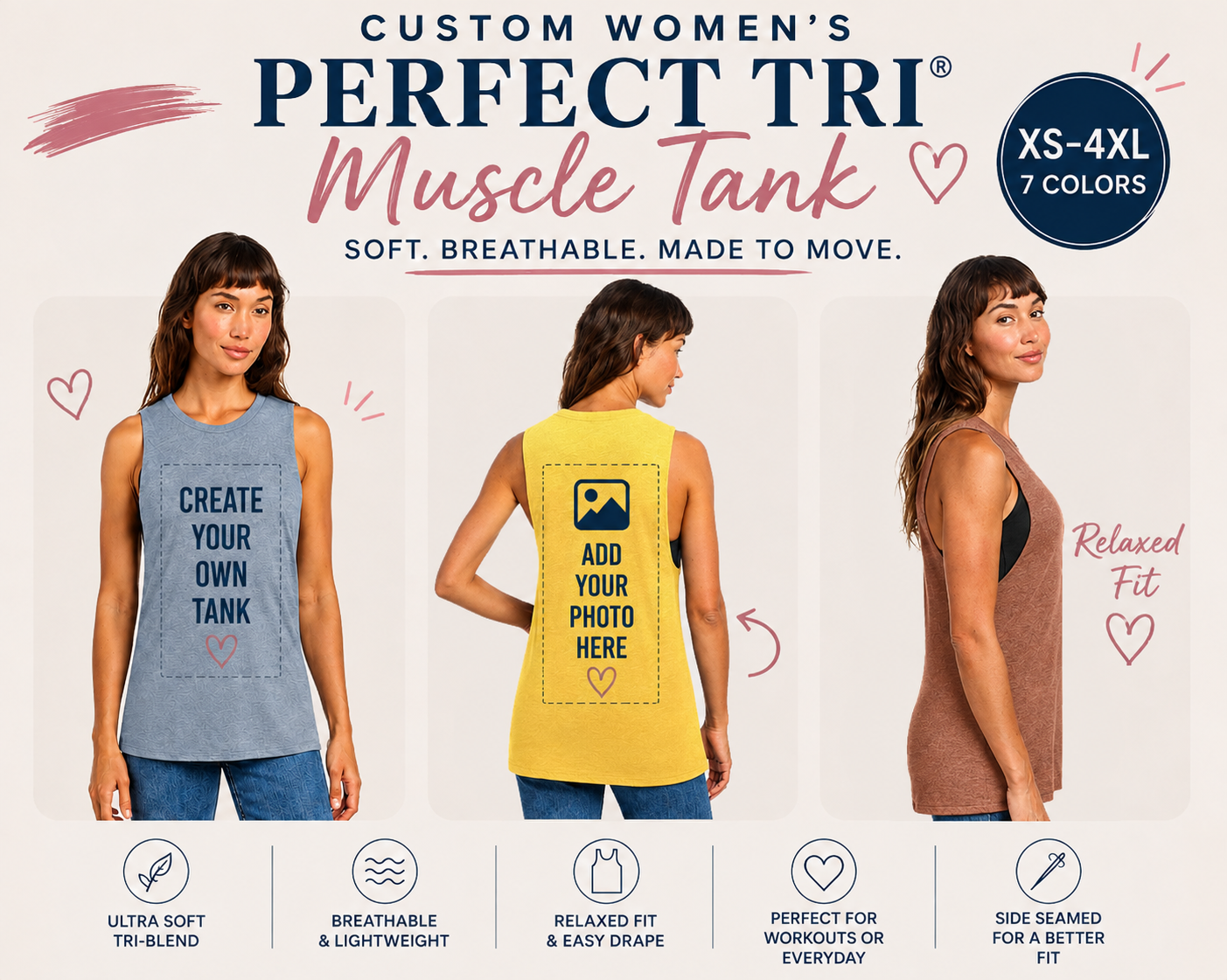 Custom Perfect Tri-Muscle Ladies Tank Top