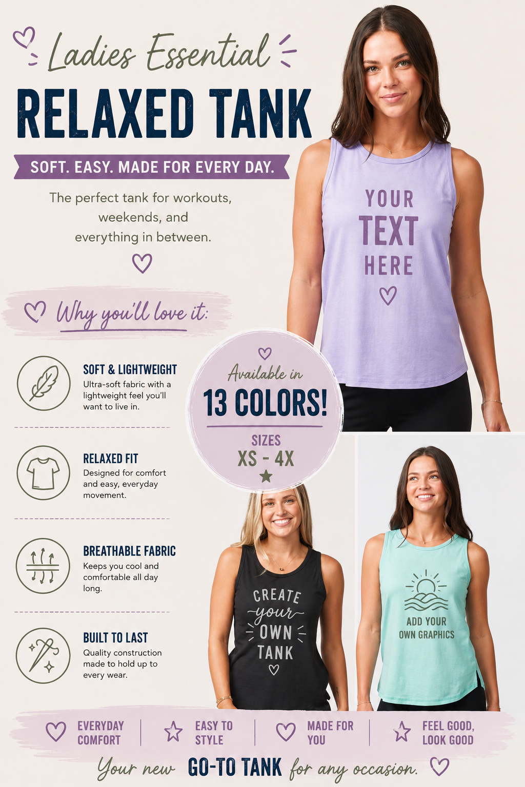 Custom Ladies Essential Relaxed Tank