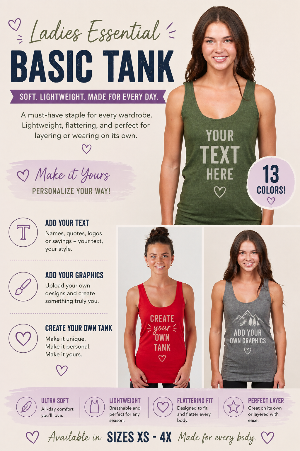 Custom Ladies Essential Basic Tank
