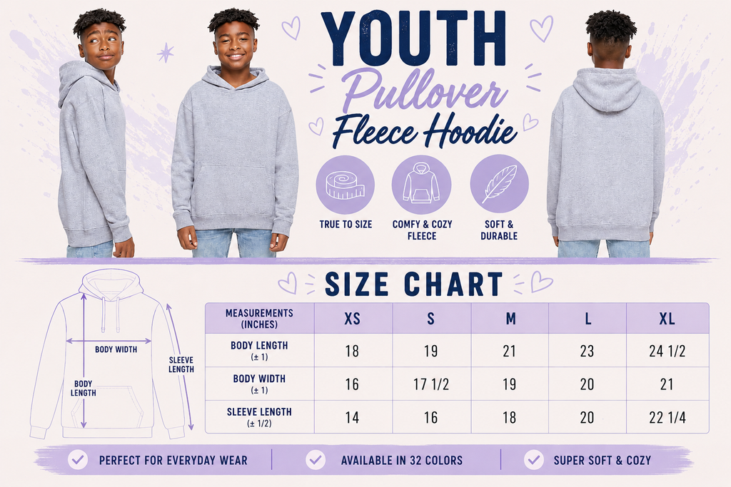 Custom Youth Pullover Fleece Hoodie