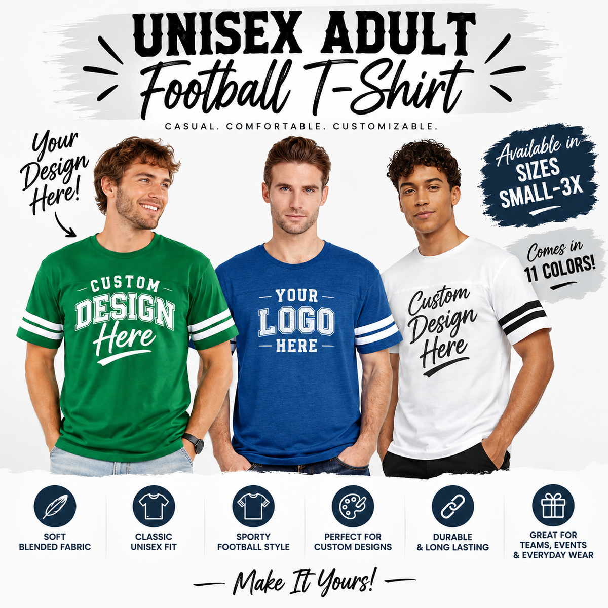 Custom Adult Unisex Football T-Shirt