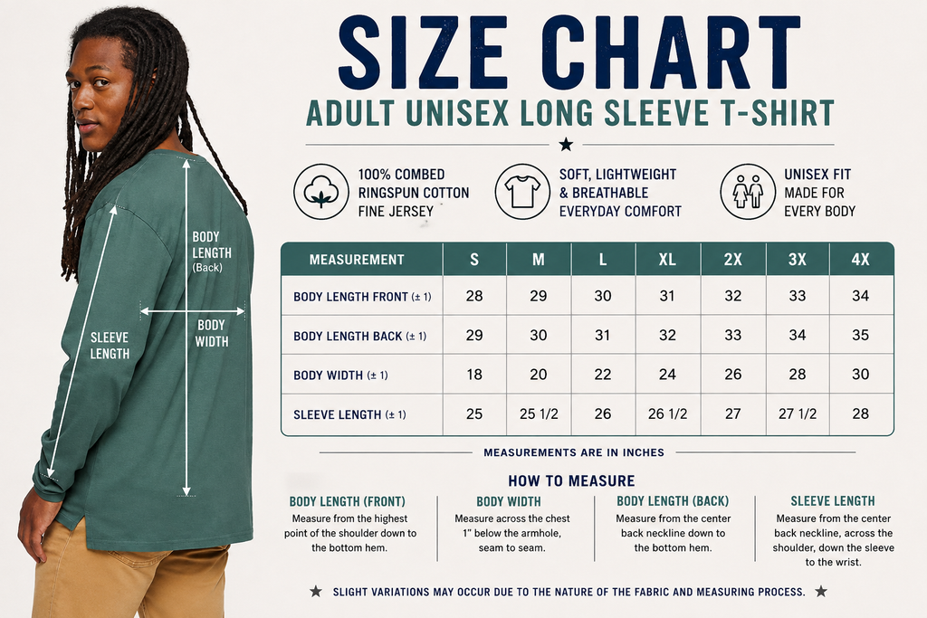 Custom Unisex Adult Jersey Long Sleeve T-Shirt