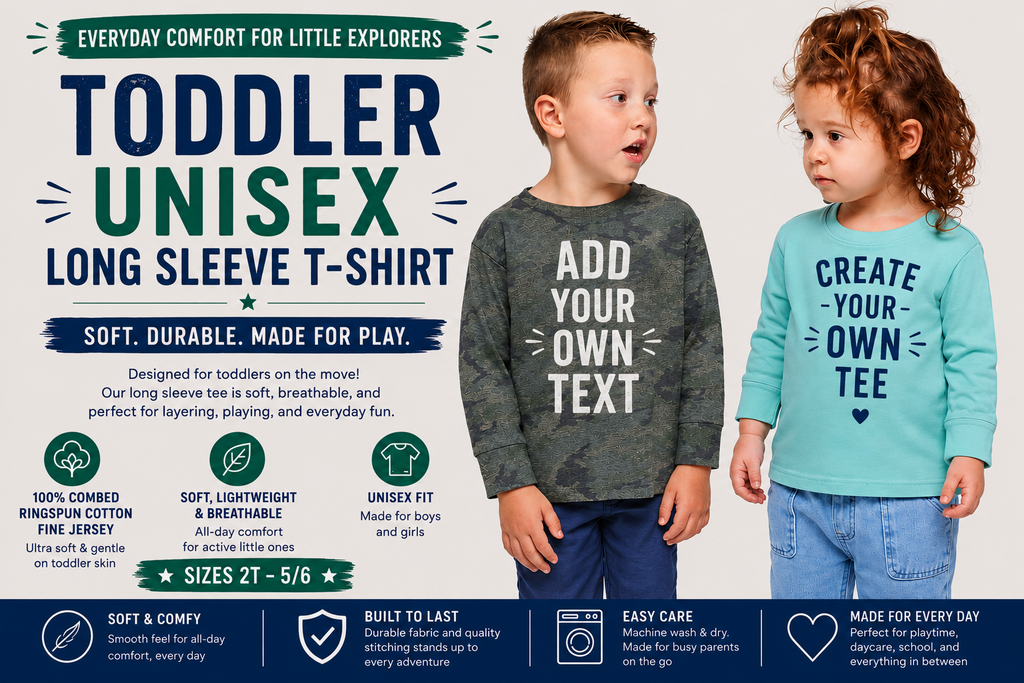 Custom Toddler Jersey Long Sleeve T-Shirt