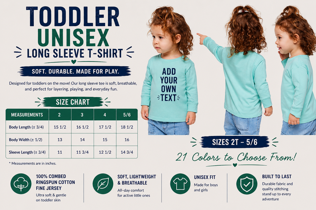 Custom Toddler Jersey Long Sleeve T-Shirt