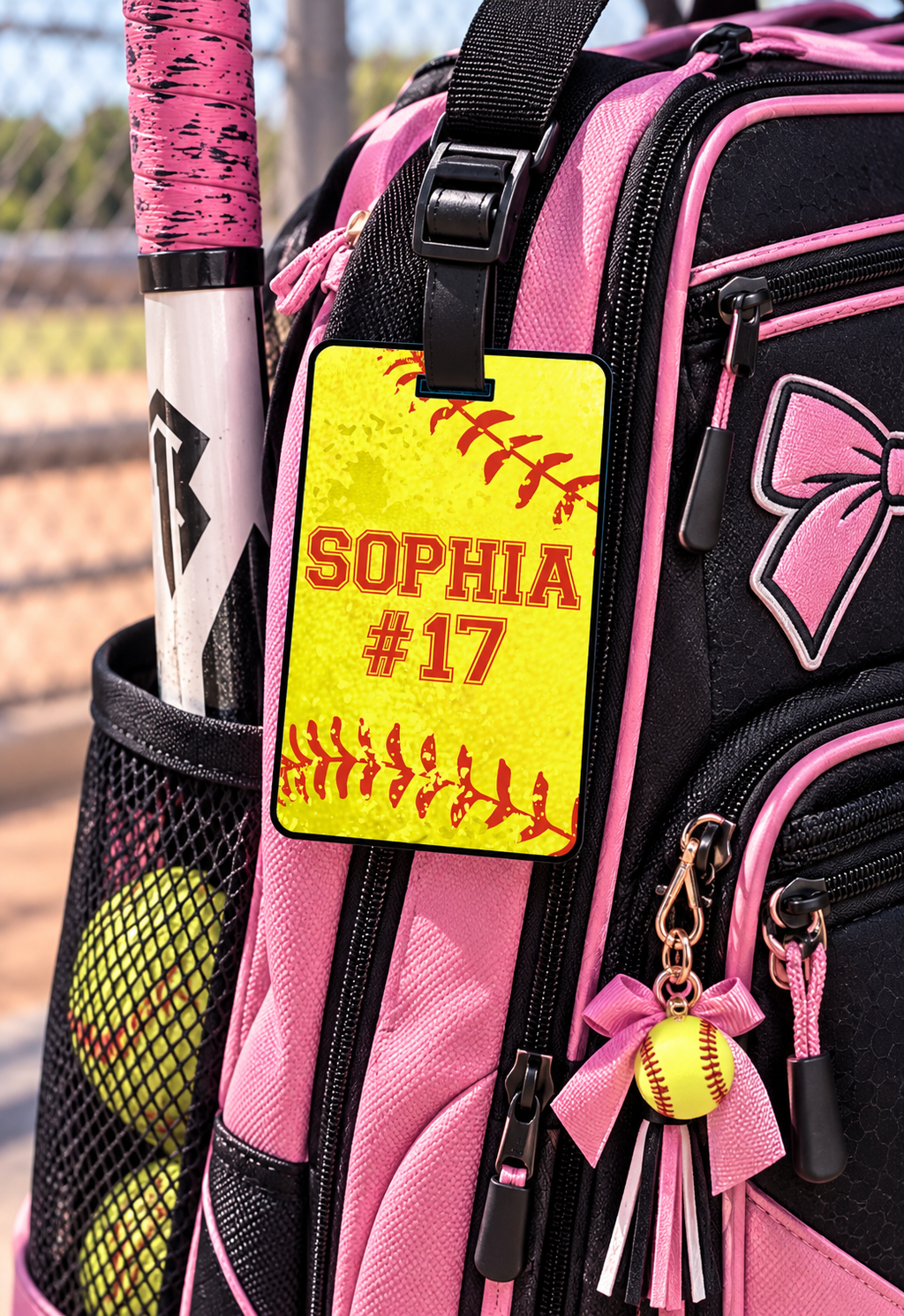 Custom Rectangle Softball Bag Tag