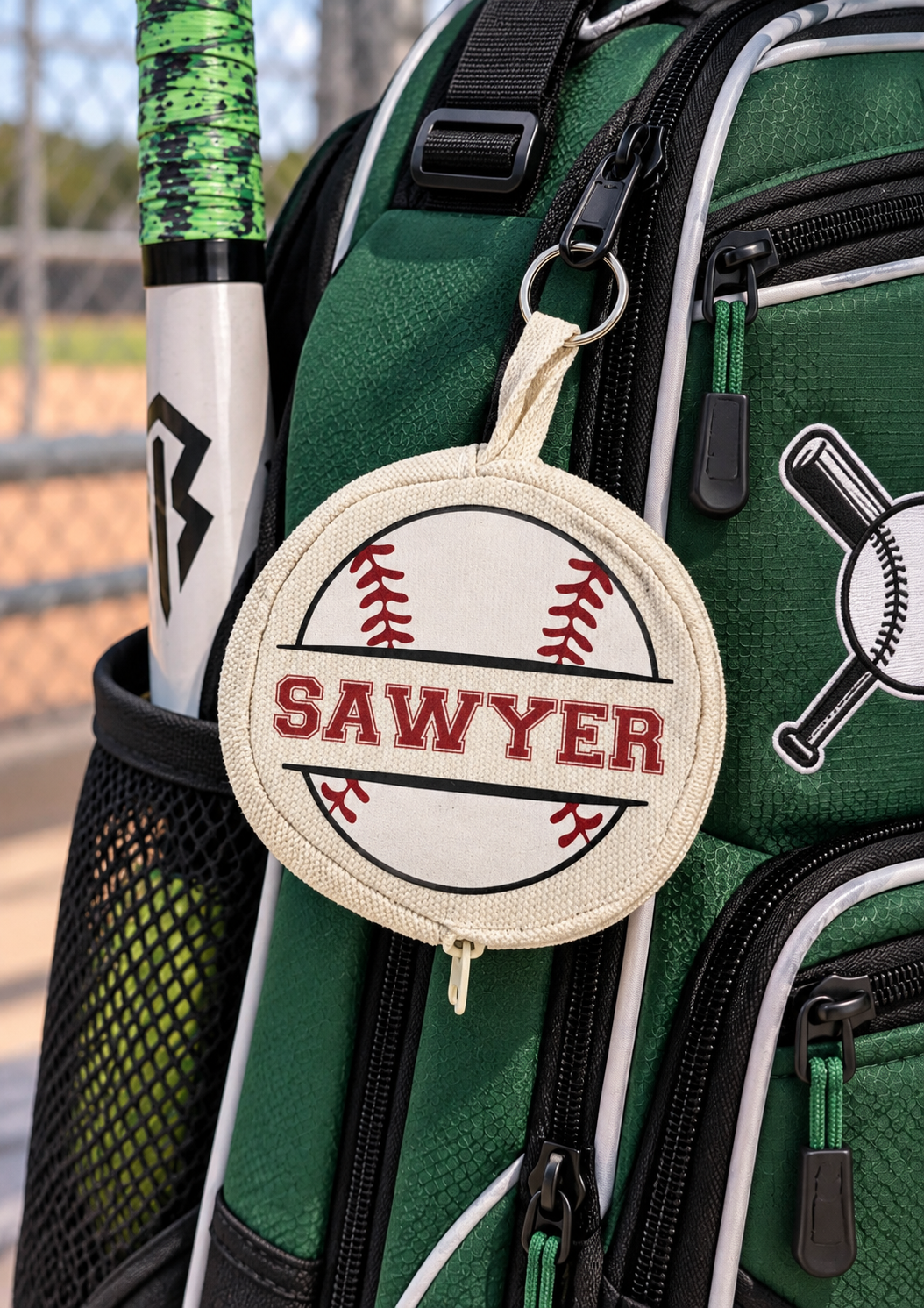 Custom Circle Baseball Zipper Pouch