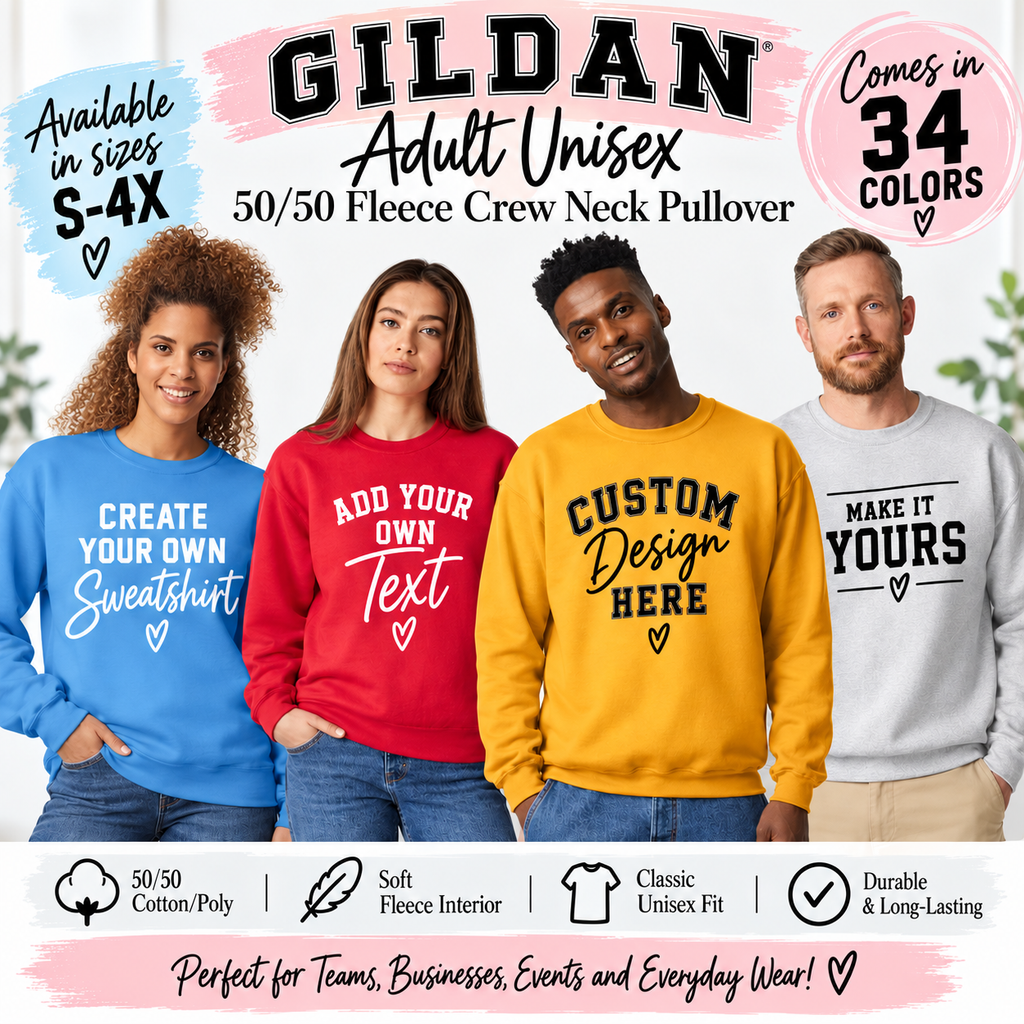 Custom Adult Pullover 50/50 Crew Neck Sweatshirt