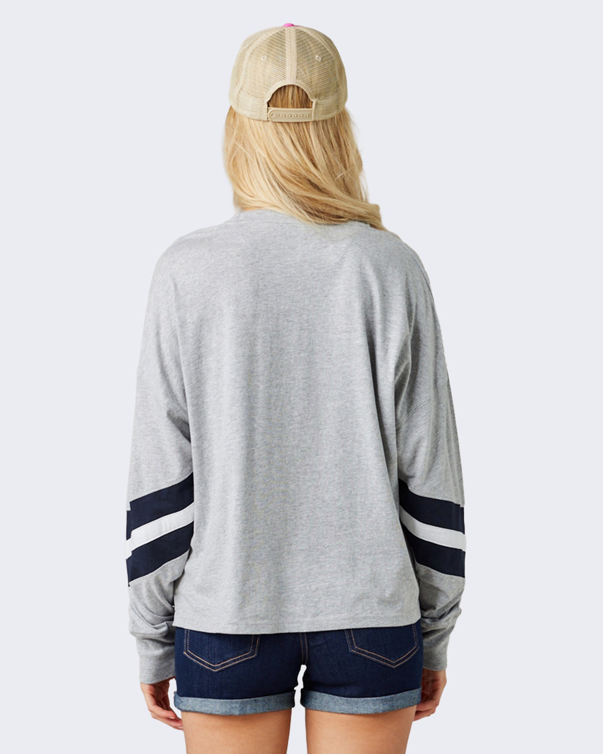 Ladies Essential Boxy Varsity Long Sleeve Tee