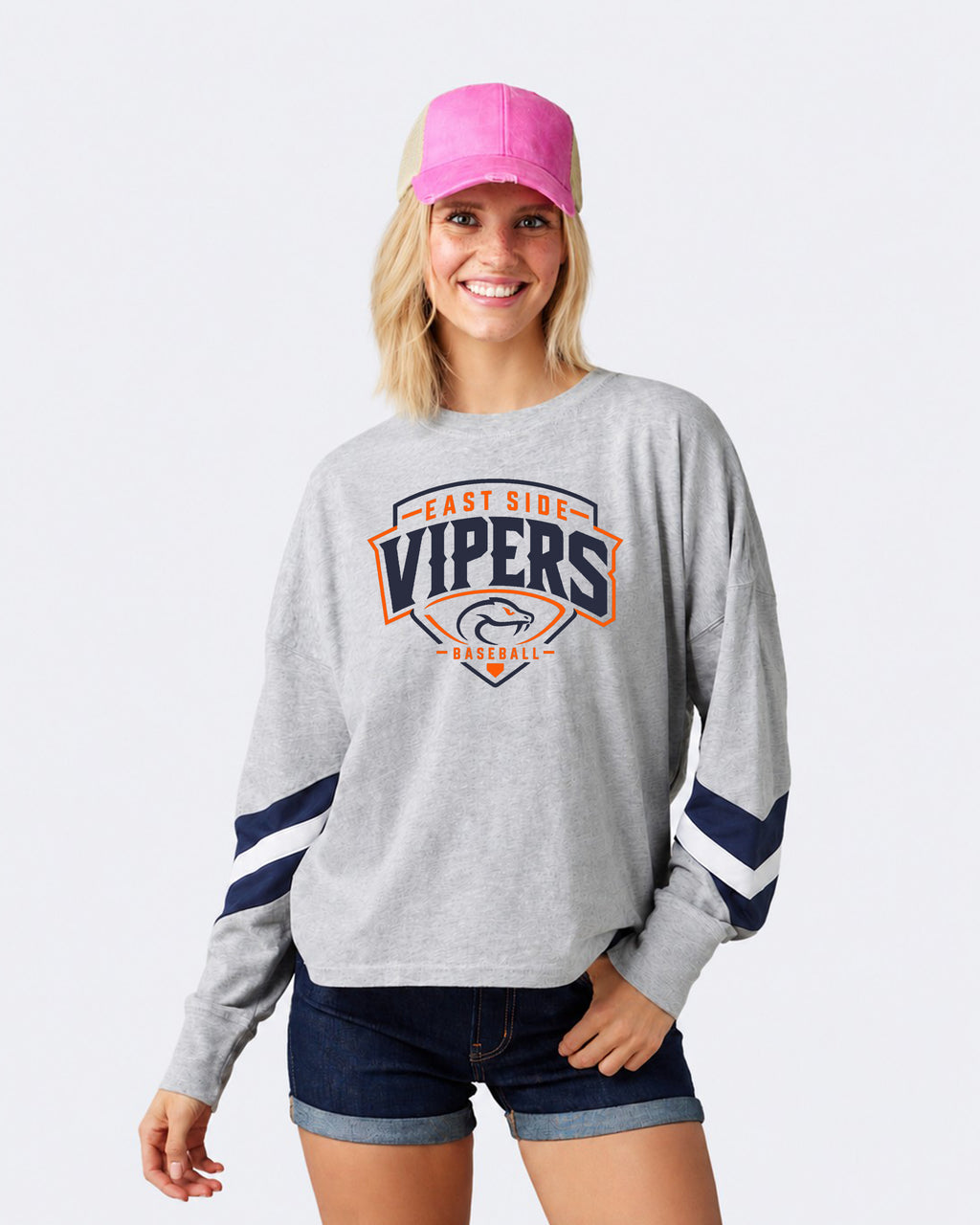 Ladies Essential Boxy Varsity Long Sleeve Tee
