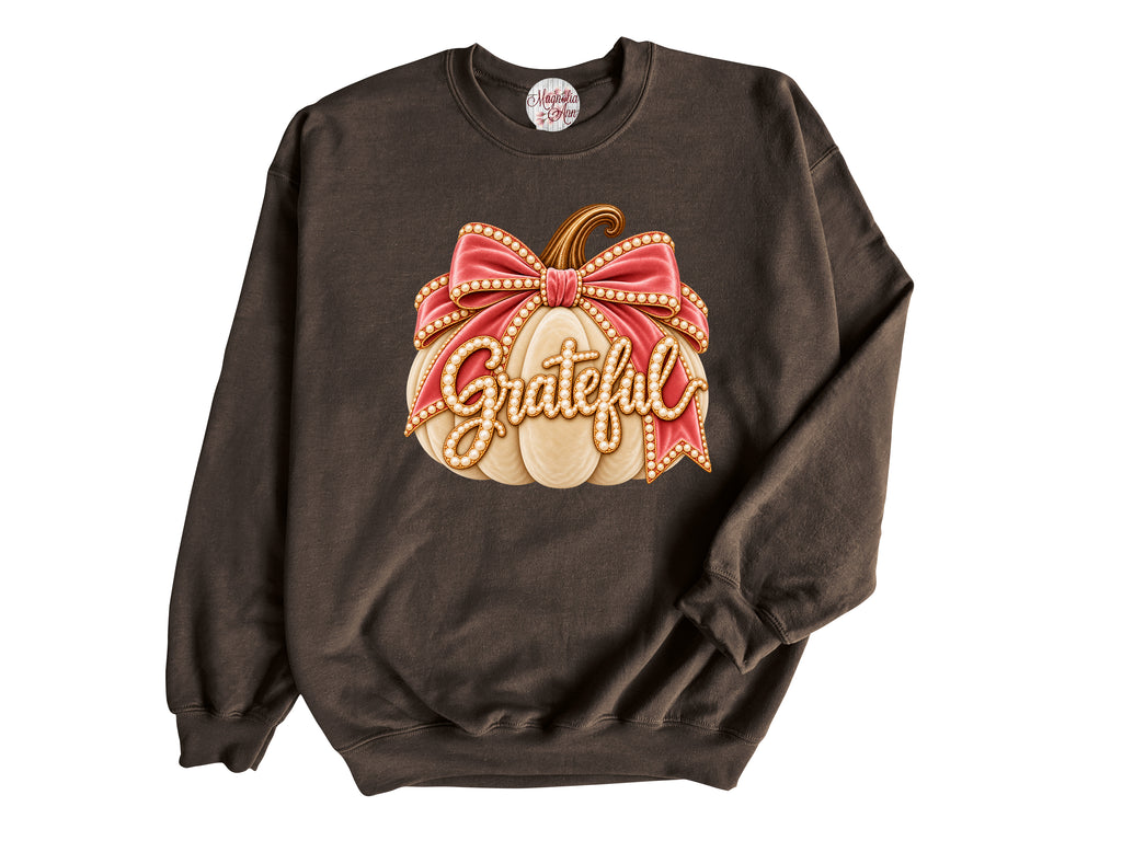Grateful Velvet Pumpkin Pullover Sweatshirt