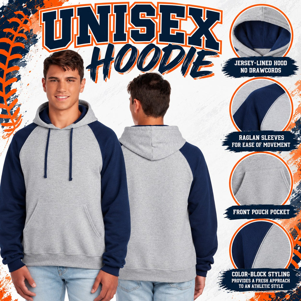 Unisex Color-Block Raglan Hooded Sweatshirt