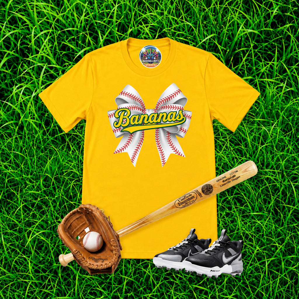 Bananas Baseball Bow Team Graphic T-Shirt
