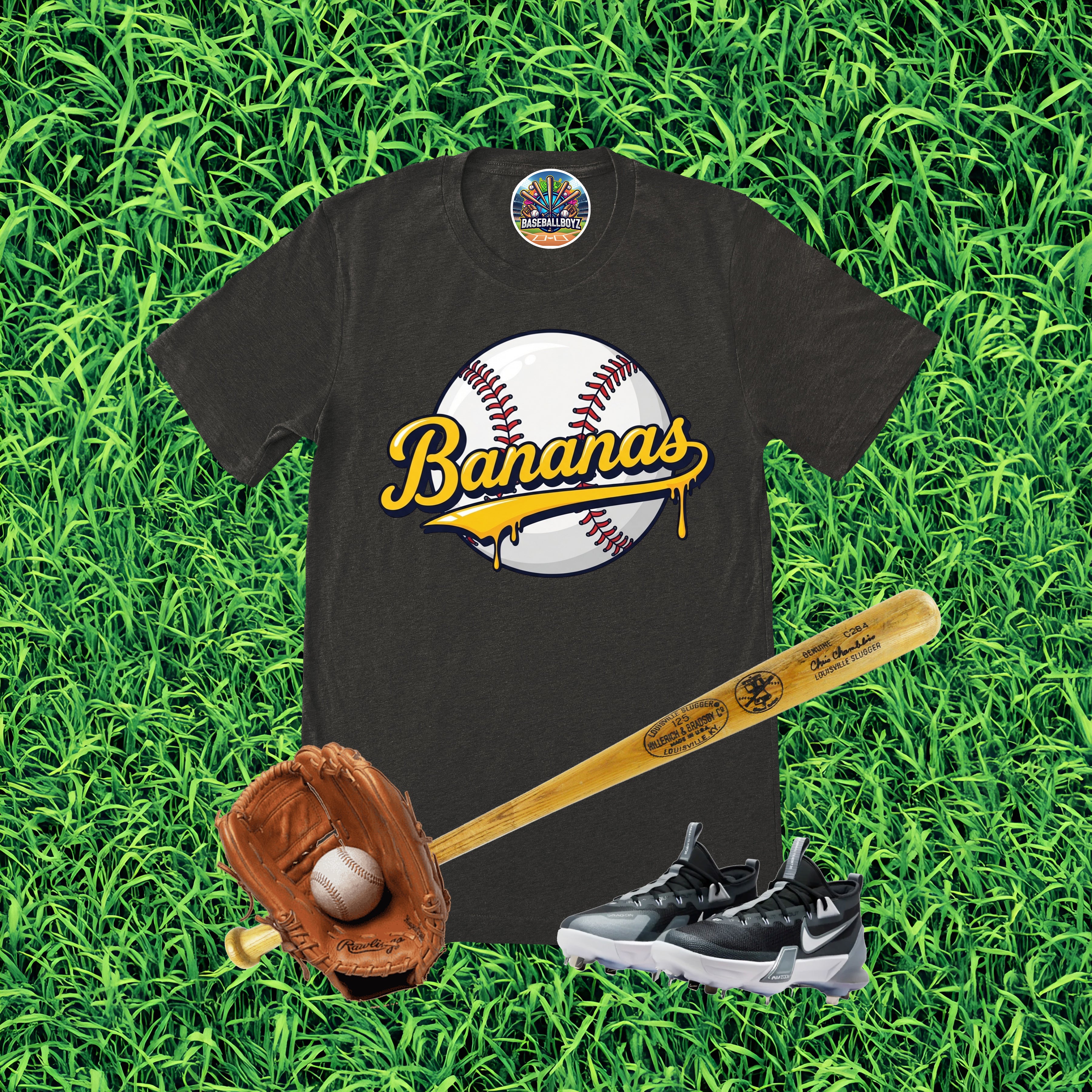 Bananas Baseball Drip Team Graphic T-Shirt