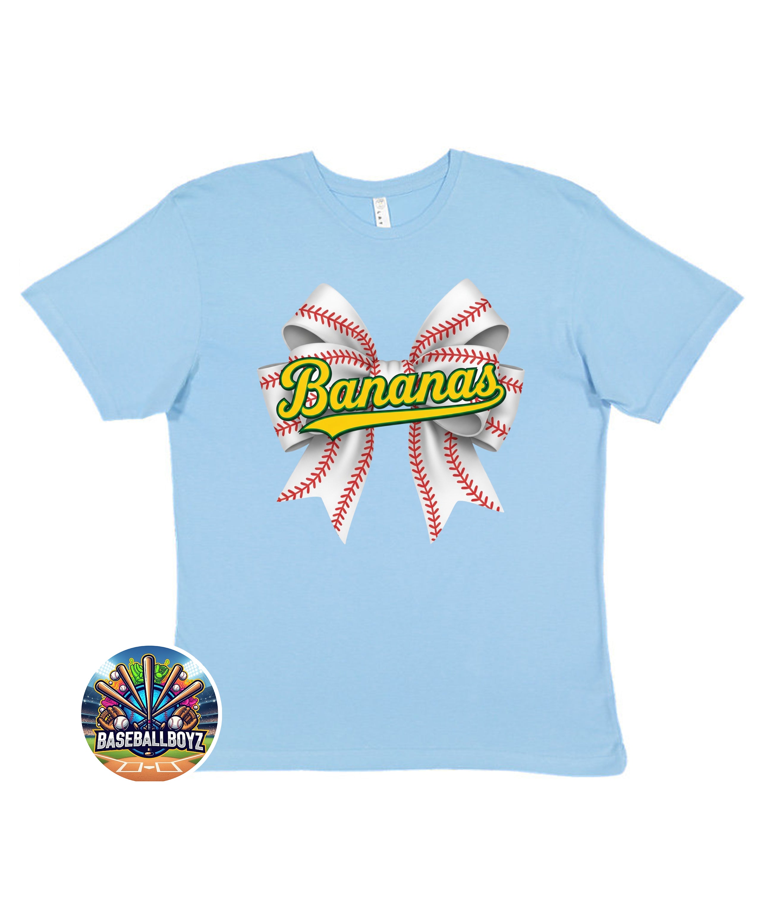 Bananas Baseball Bow Team Graphic T-Shirt