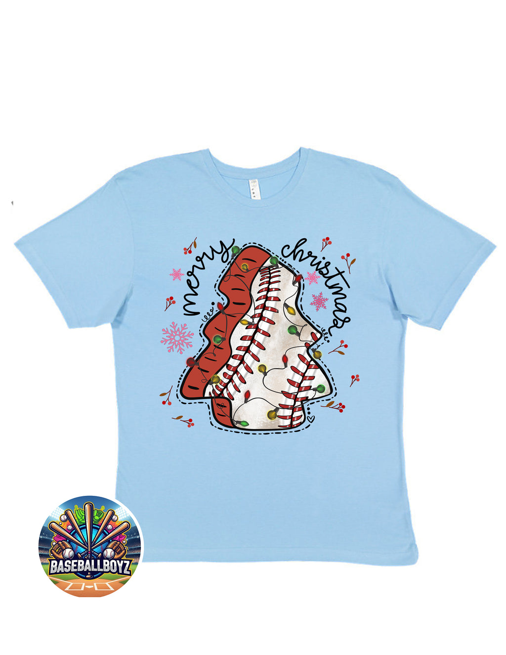 Baseball Snack Christmas Trees Graphic T-Shirt