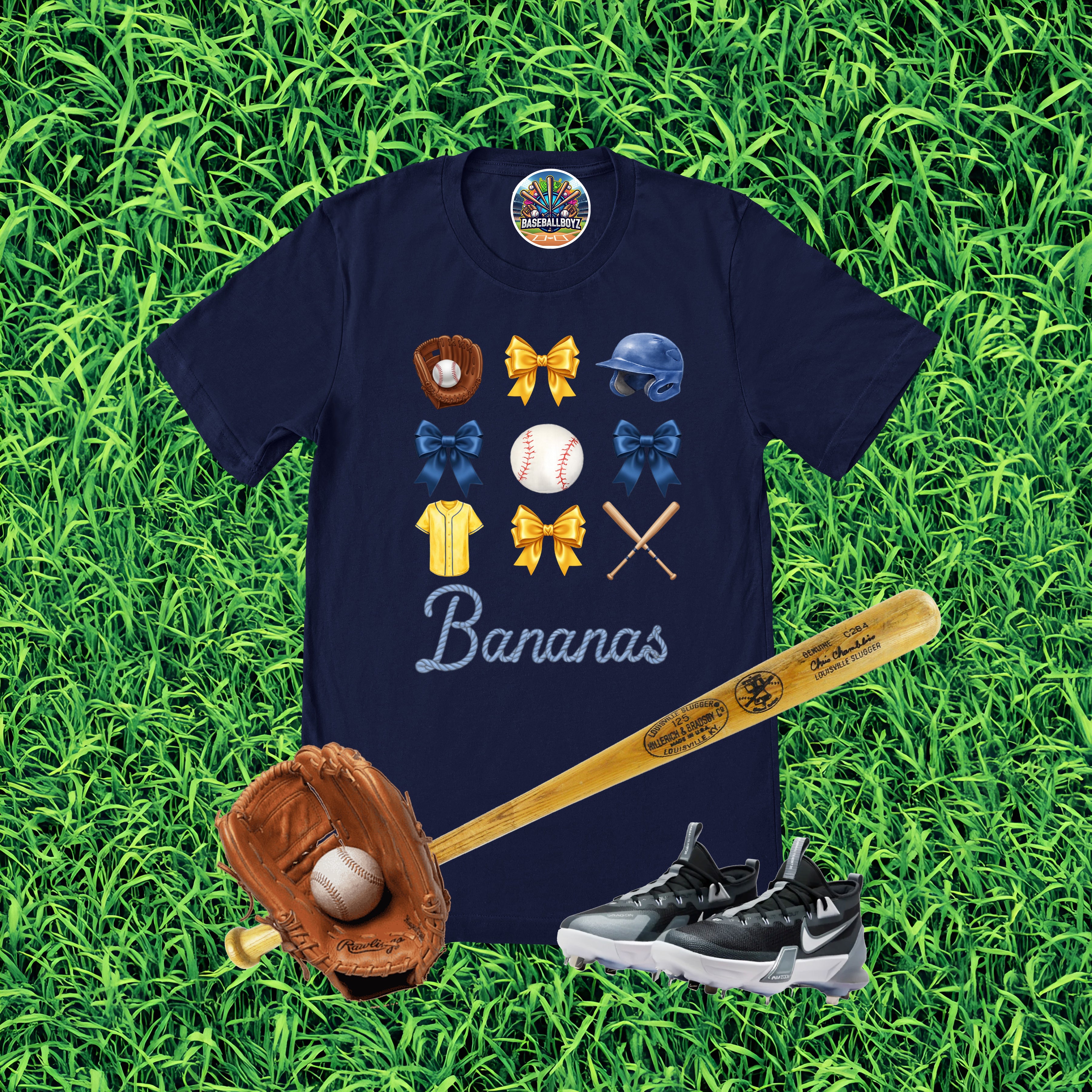 Bananas Coquette Bow Icons Team Graphic T-Shirt