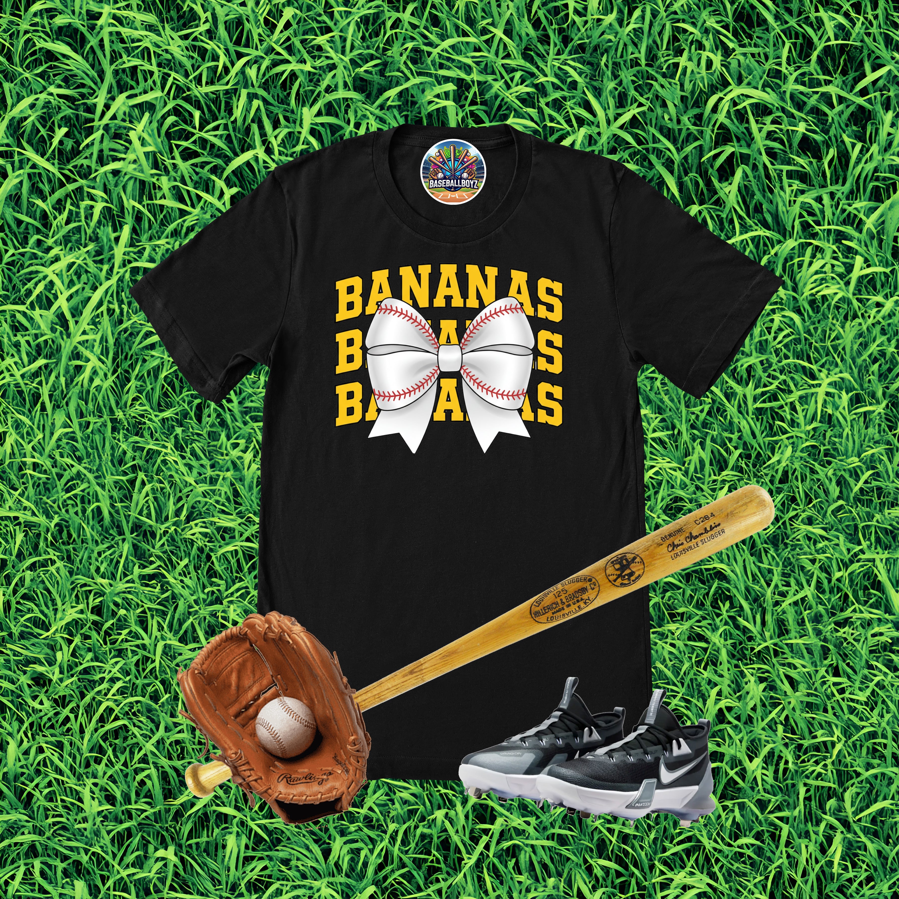 Bananas Stacked Bow Team Graphic T-Shirt