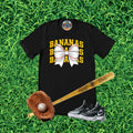 Bananas Stacked Text Baseball Bow Team Graphic T-Shirt
