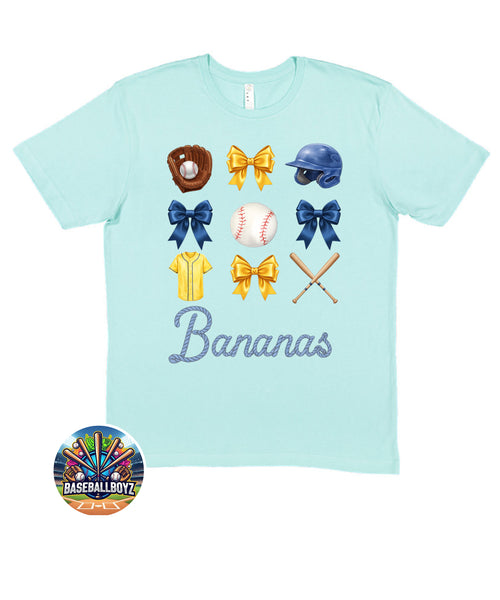 Bananas Coquette Bow Icons Team Graphic T-Shirt