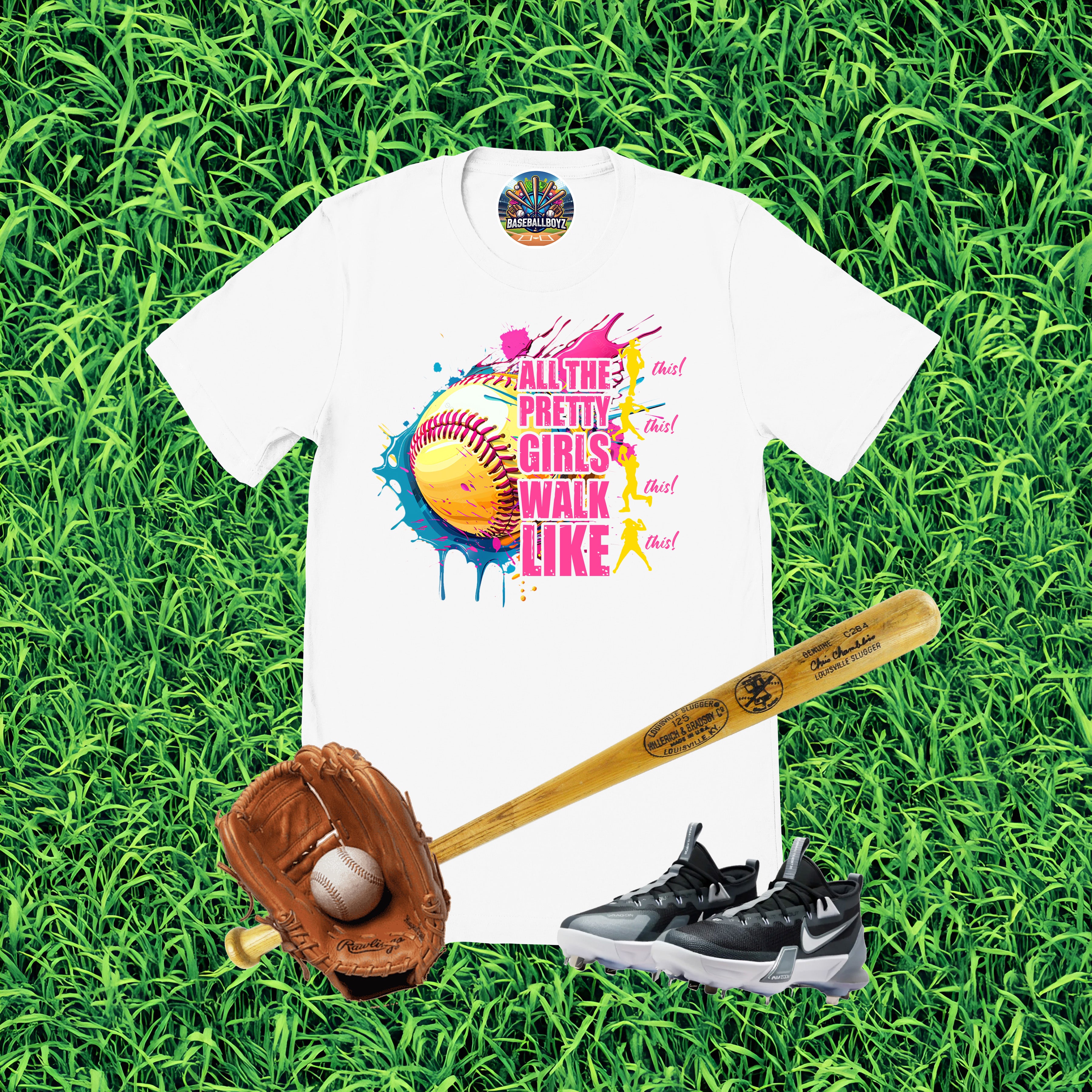 All The Pretty Girls Walk Like This Softball Graphic T-Shirt