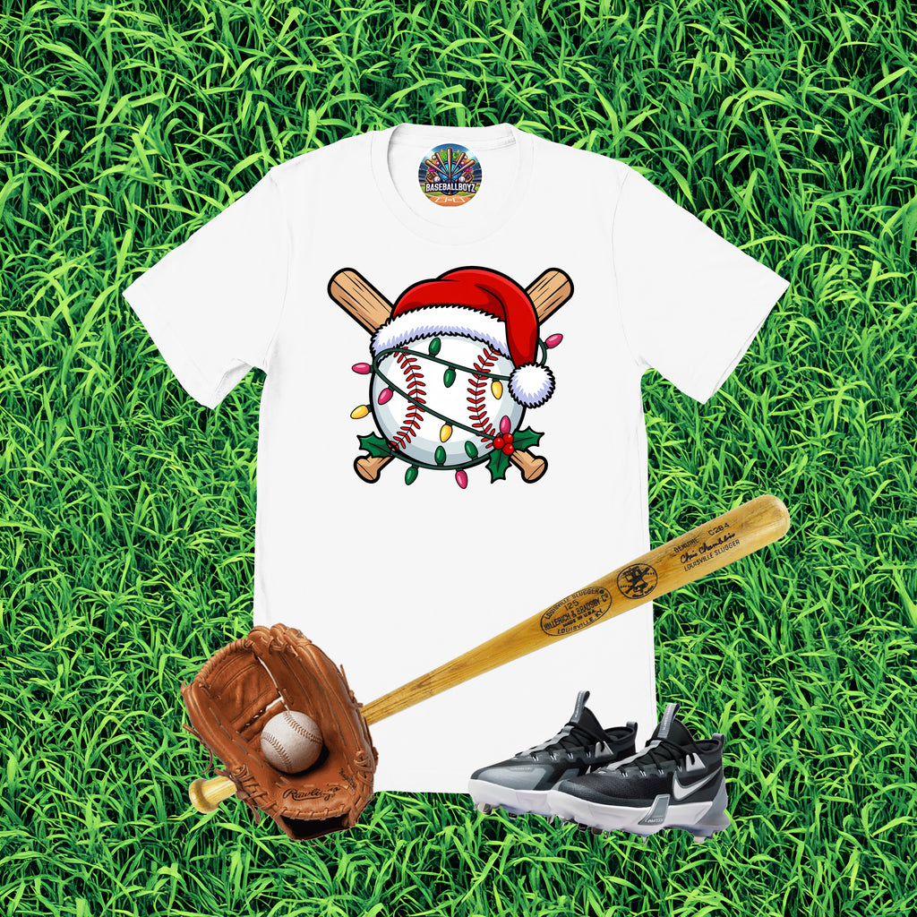 Baseball Christmas Lights Graphic T-Shirt