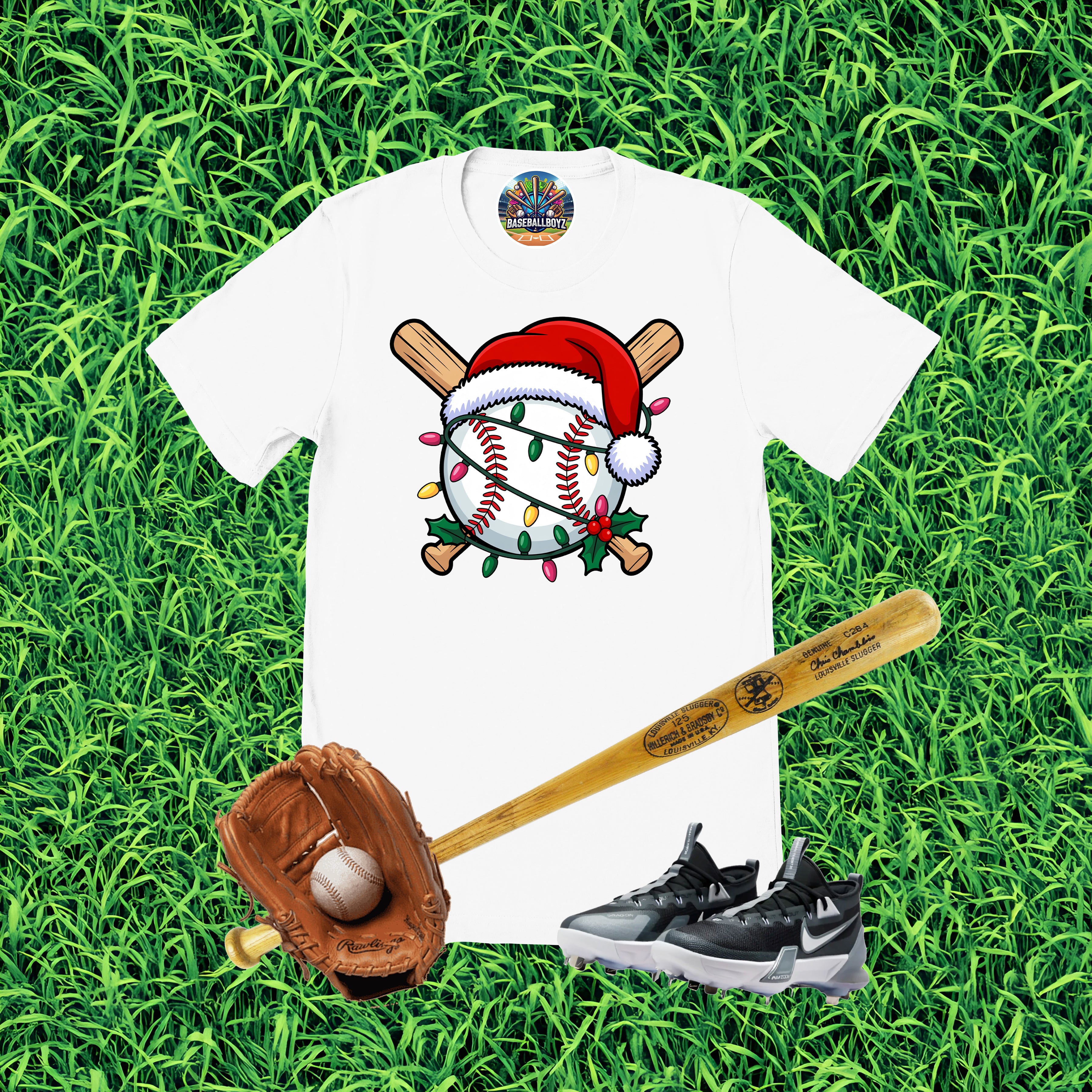 Baseball Christmas Lights Graphic T-Shirt