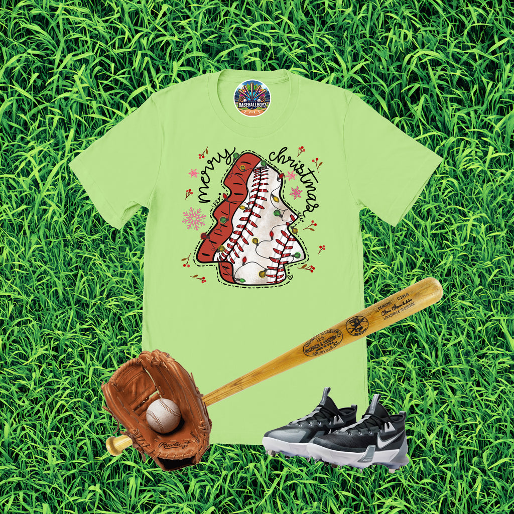 Baseball Snack Christmas Trees Graphic T-Shirt