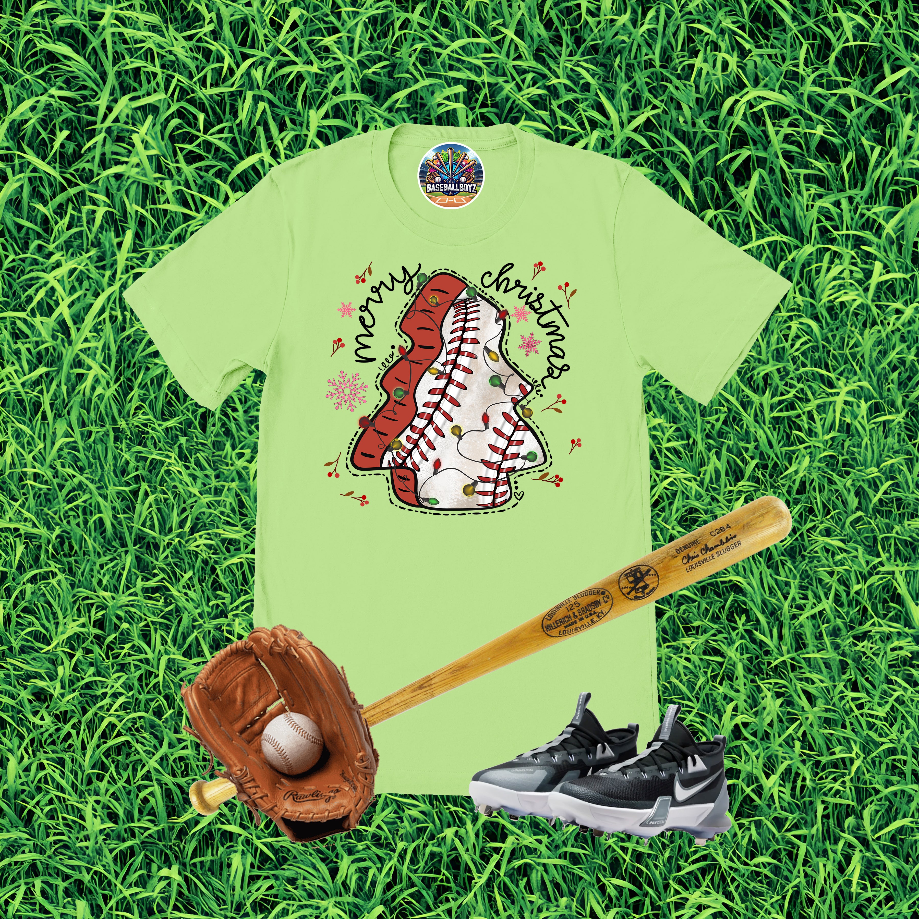 Baseball Snack Christmas Trees Graphic T-Shirt