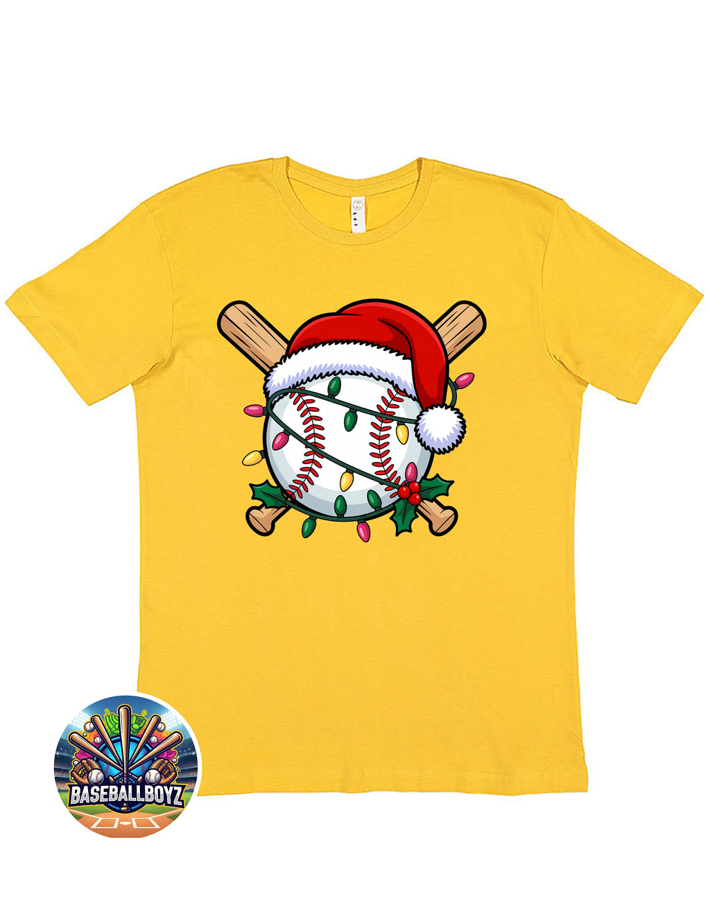 Baseball Christmas Lights Graphic T-Shirt