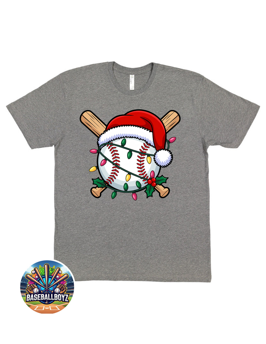 Baseball Christmas Lights Graphic T-Shirt