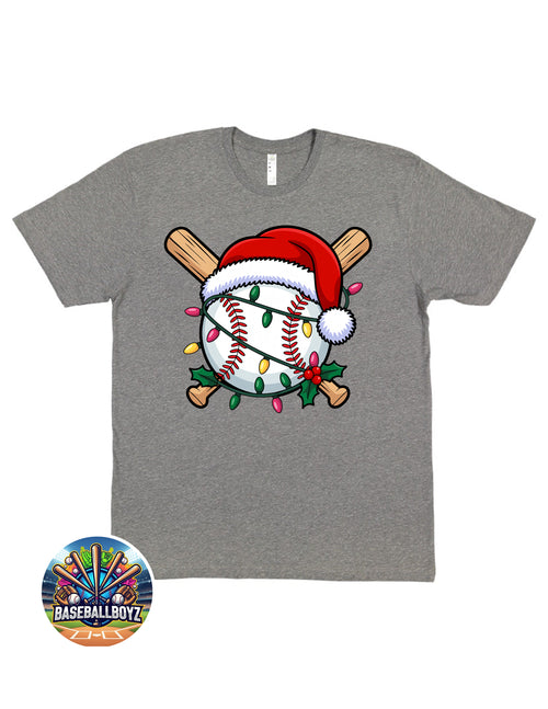 Baseball Christmas Lights Graphic T-Shirt