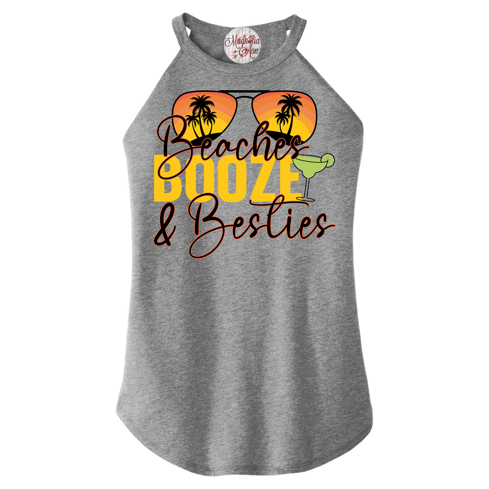 Beaches Booze and Besties Rocker Tank Top