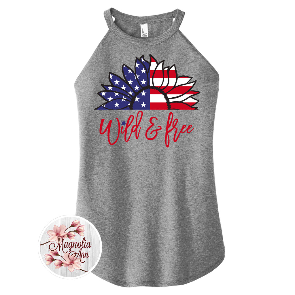 Wild and Free Patriotic Sunflower Rocker Tank Top