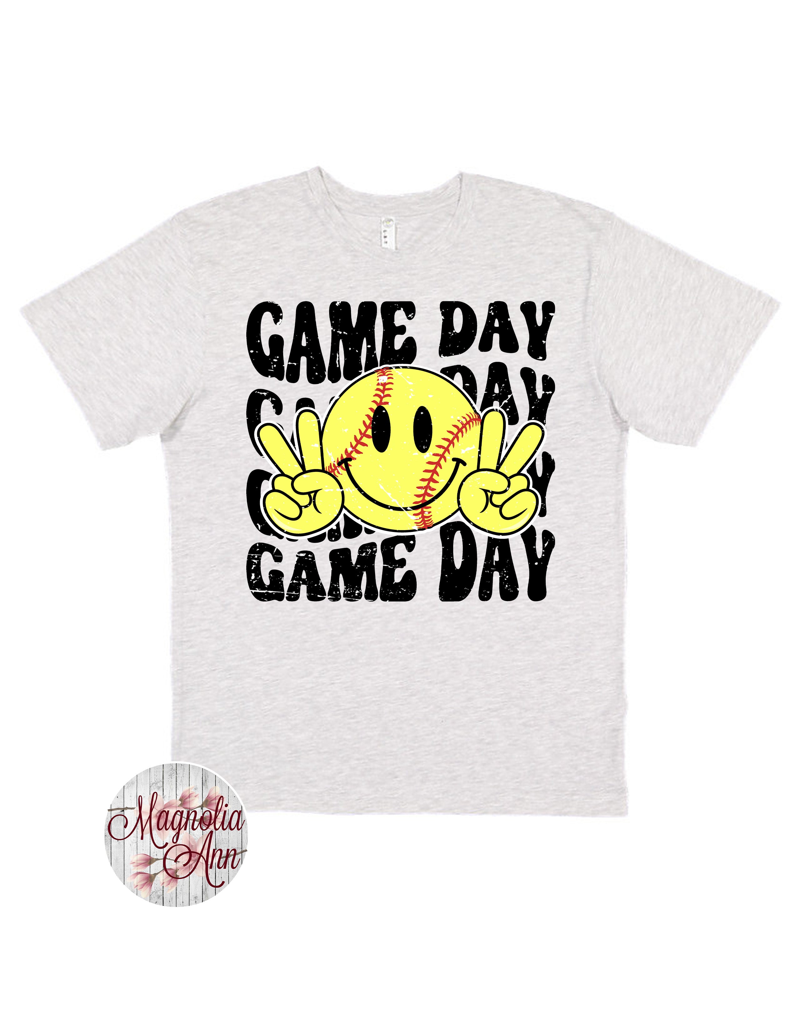 Game Day Softball Smiley T-Shirt