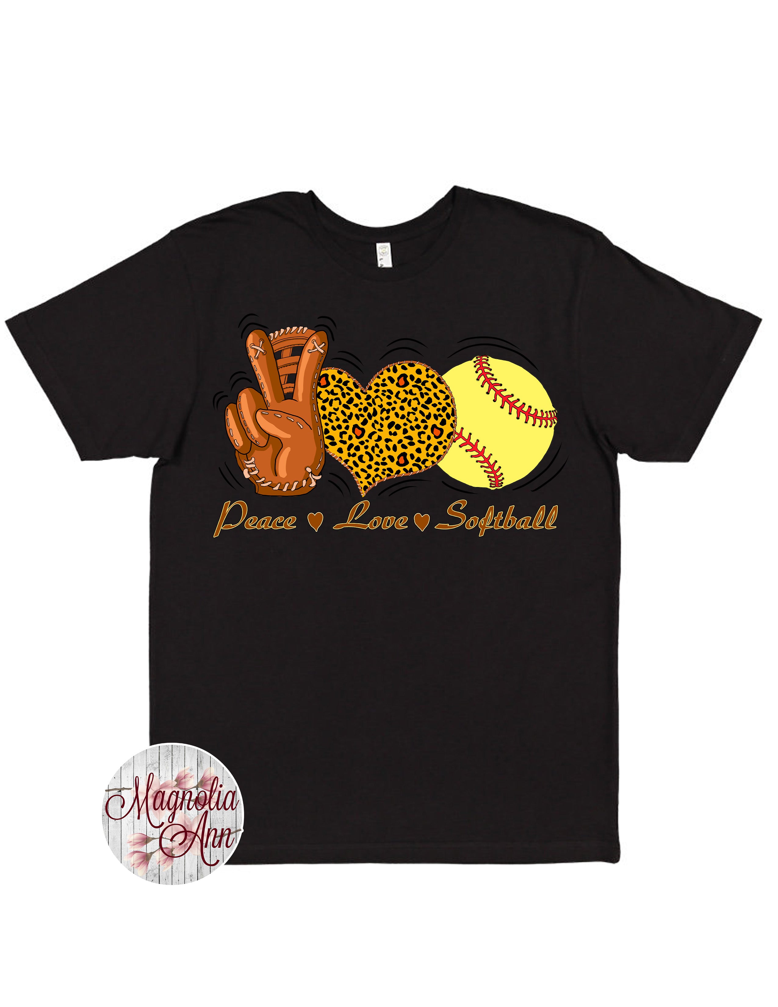 Peace Love And Softball Graphic T-Shirt