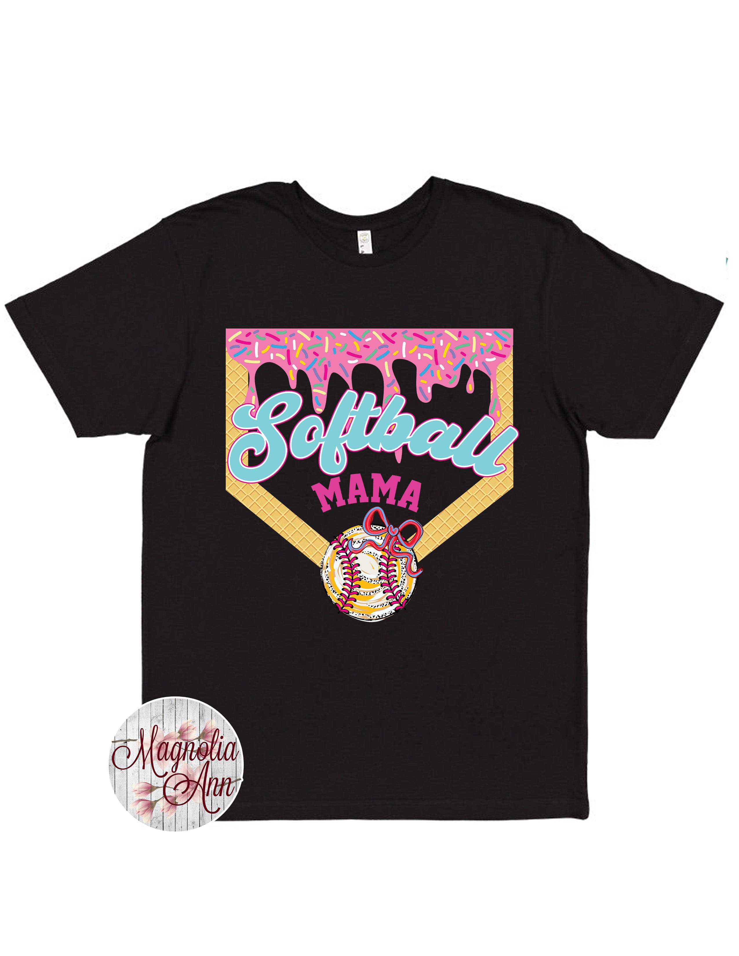 Softball Mama Ice Cream Drip Graphic T-Shirt