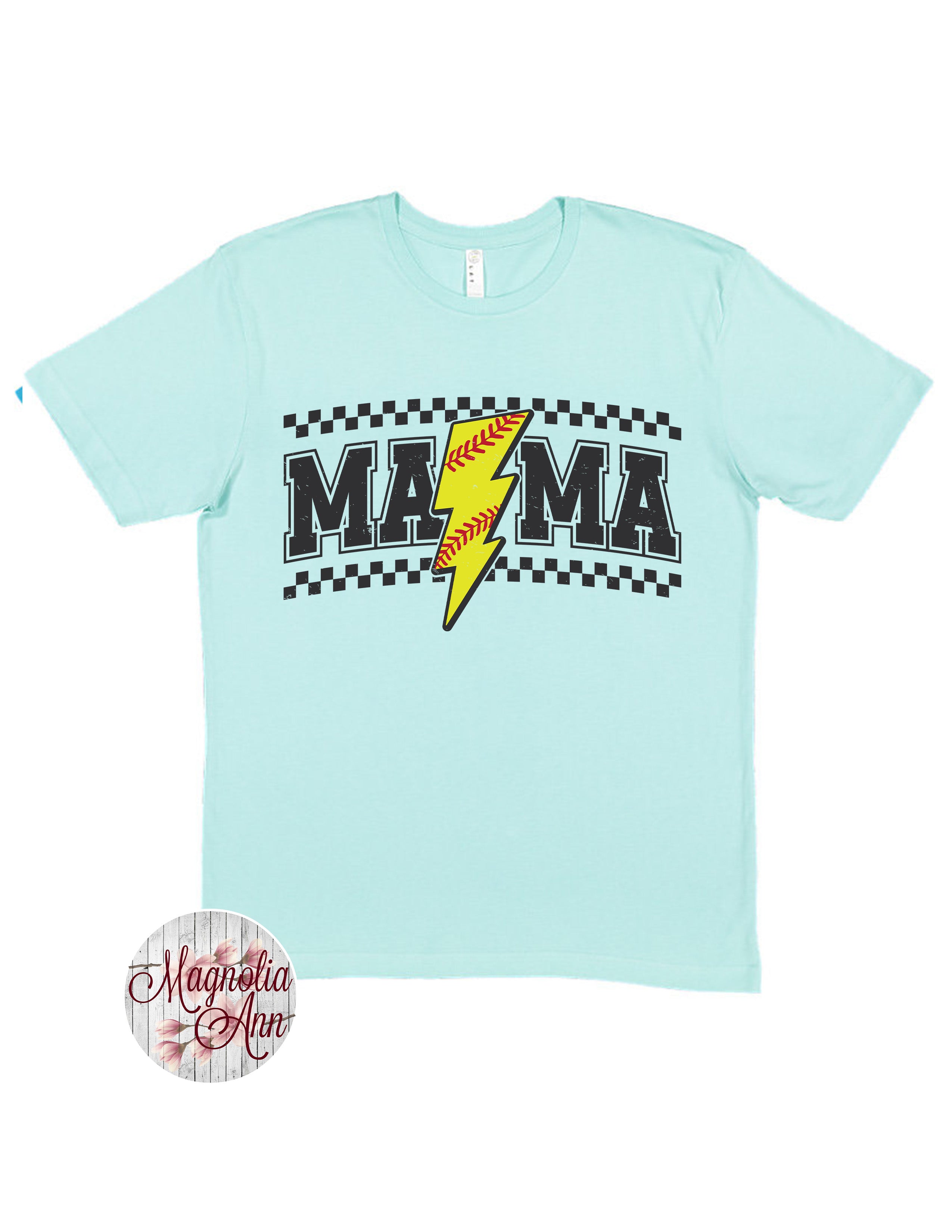 Retro Lightning Bolt Softball Mama Graphic T-Shirt