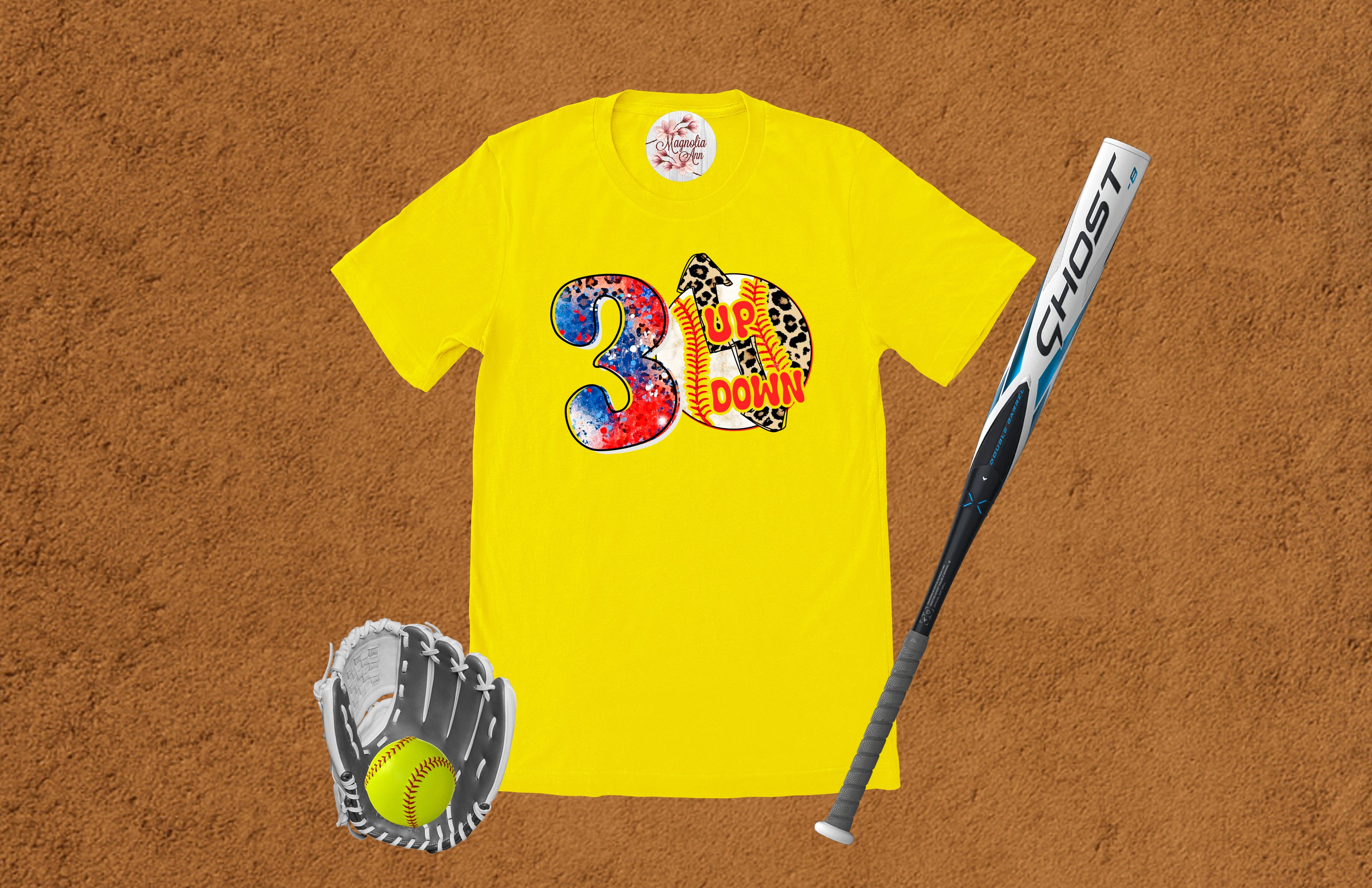3 Up 3 Down Softball Graphic T-Shirt