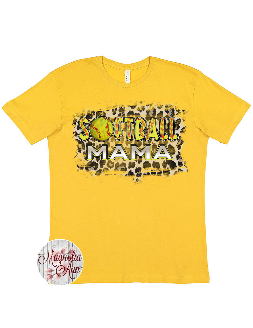 Animal Print Softball Mama Graphic T-Shirt