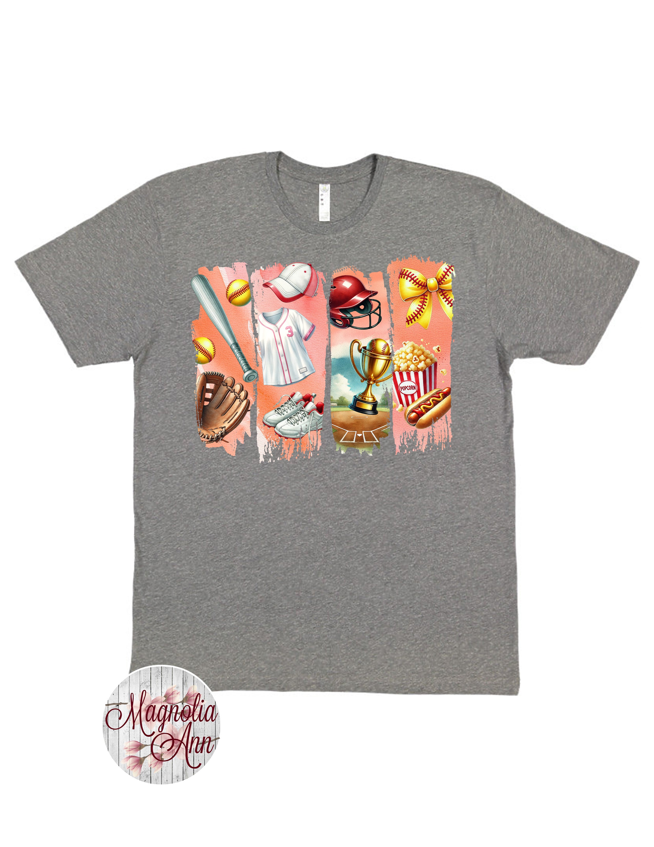 Retro Softball Icons Graphic T-Shirt