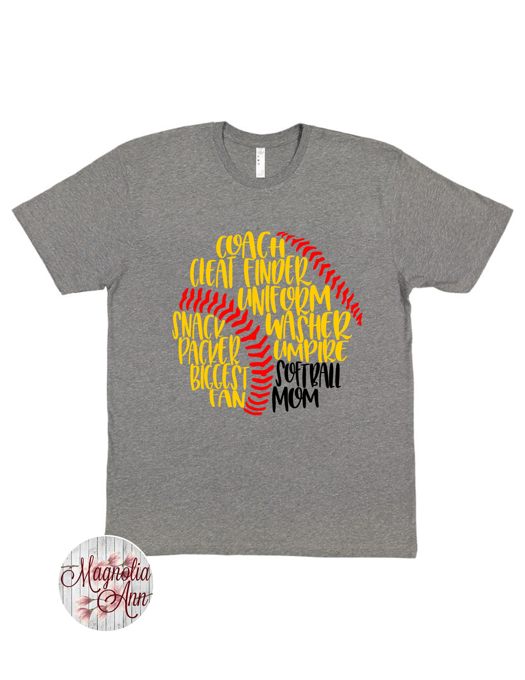 Softball Mom Ball Text Graphic T-Shirt