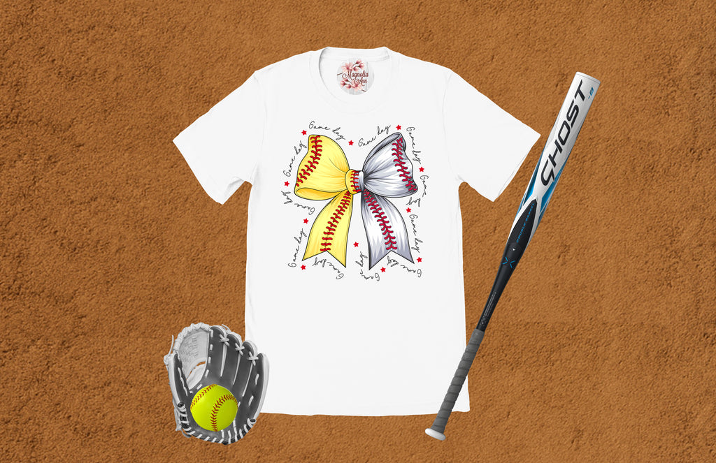 Split Baseball Softball Bow T-Shirt