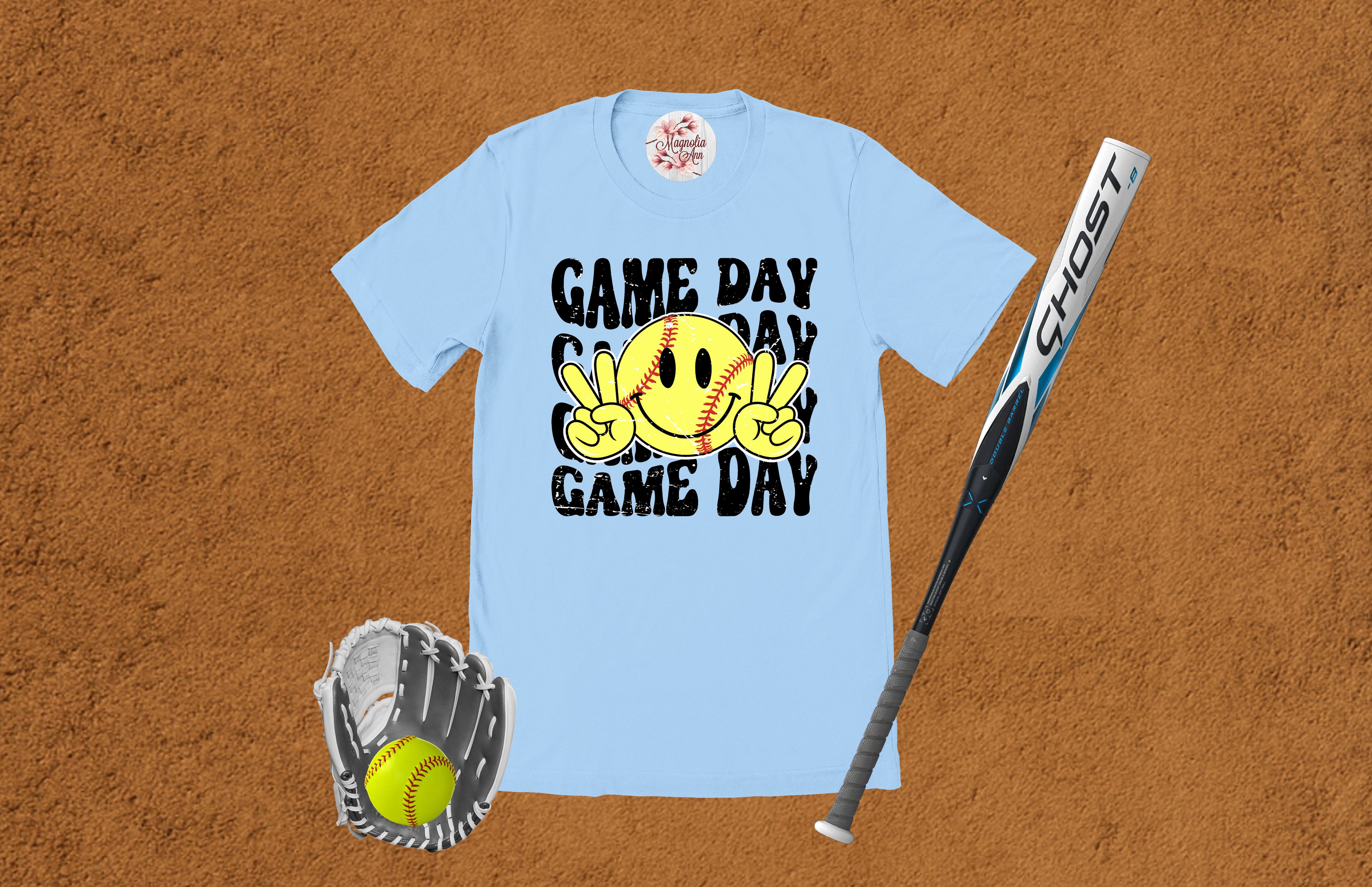 Game Day Softball Smiley T-Shirt