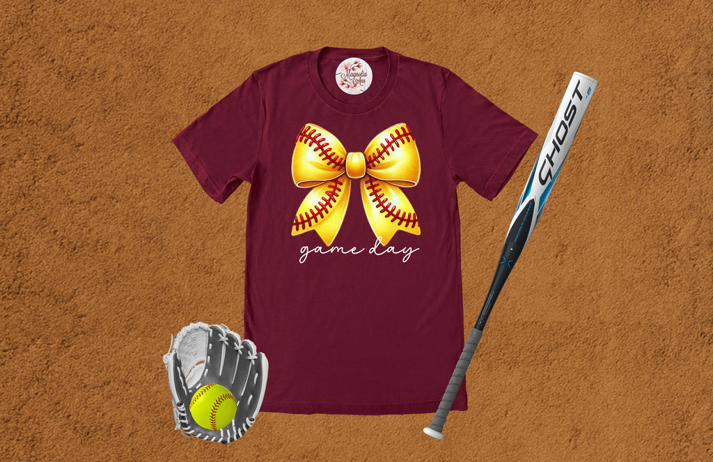 Game Day Softball Bow T-Shirt