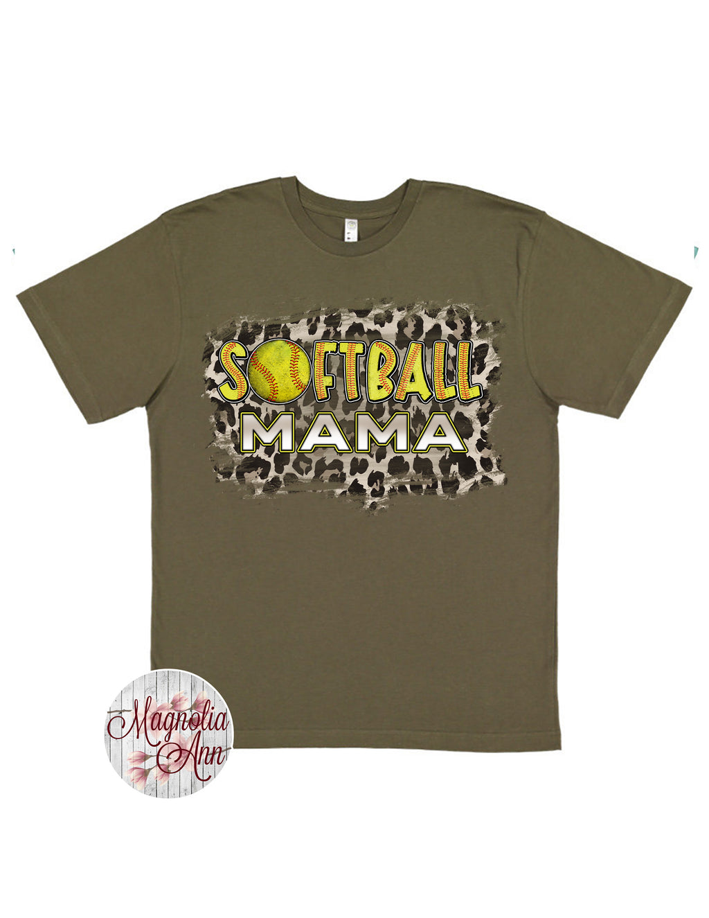 Animal Print Softball Mama Graphic T-Shirt